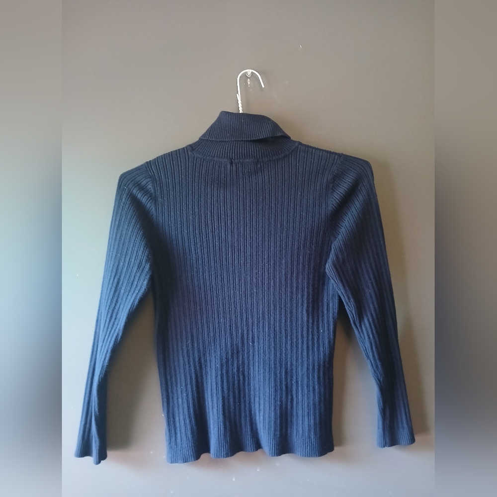 George Navy Ribbed Turtleneck Sweater - Picture 2 of 3